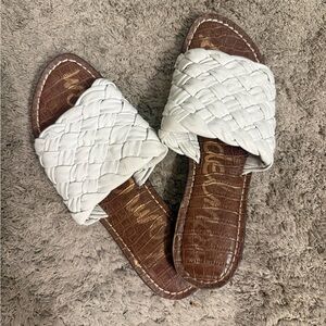 Sam Edelman White Braided Slide Sandals